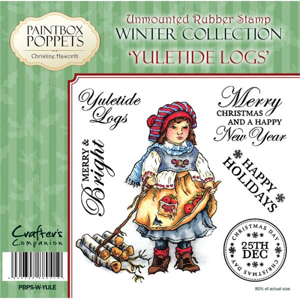 Paintbox Poppets Winter Collection Rubber Stamp - Yuletide Logs