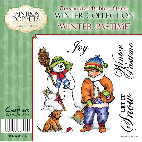 Paintbox Poppets Winter Collection Rubber Stamp - Winter Pastime