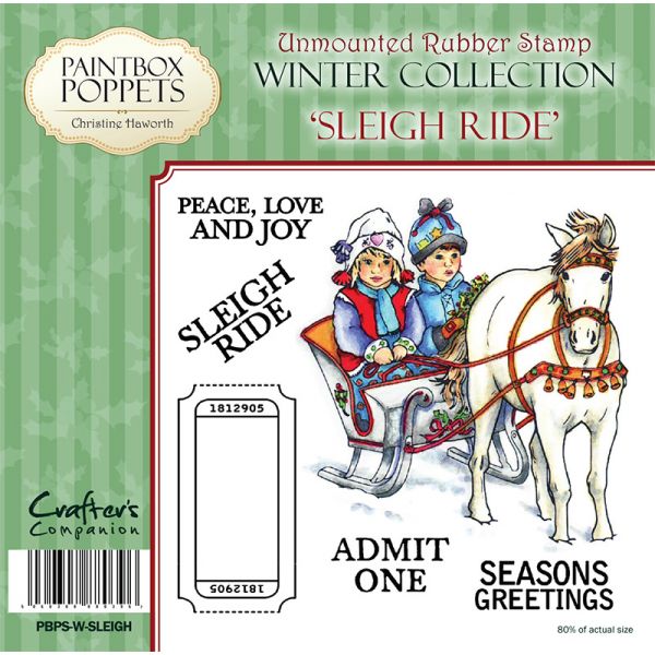 Paintbox Poppets Winter Collection Rubber Stamp - Sleigh Ride