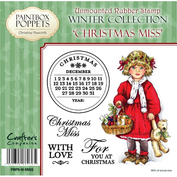 Paintbox Poppets Winter Collection Rubber Stamp - Christmas Miss