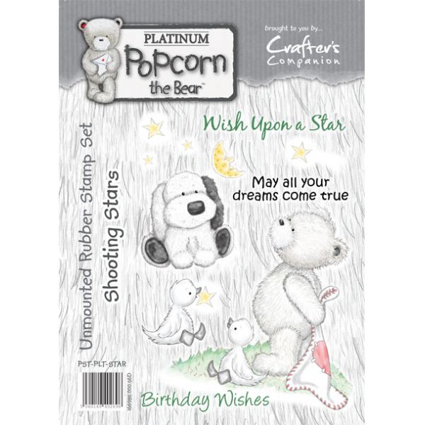 Popcorn the Bear Platinum Rubber Stamp ~ Shooting Stars