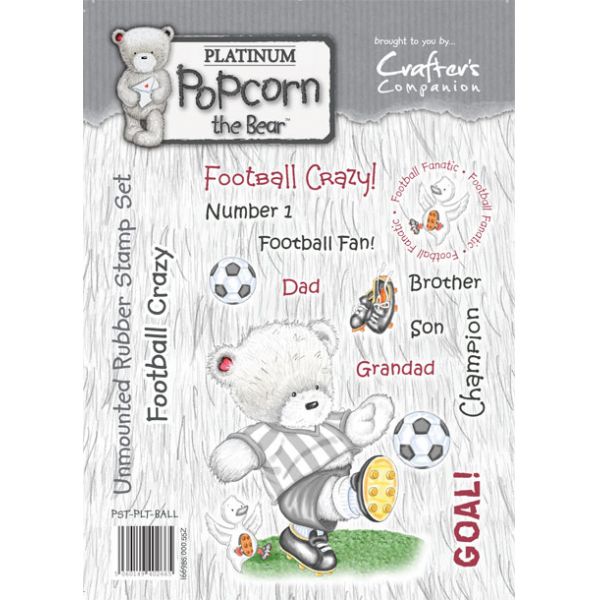 Popcorn the Bear Platinum Rubber Stamp ~ Football Crazy