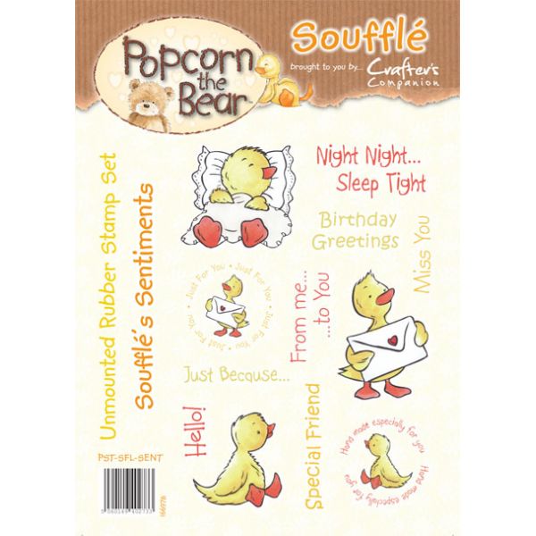 Popcorn the Bear Soufflé Rubber Stamp ~ Soufflé\'s Sentiments