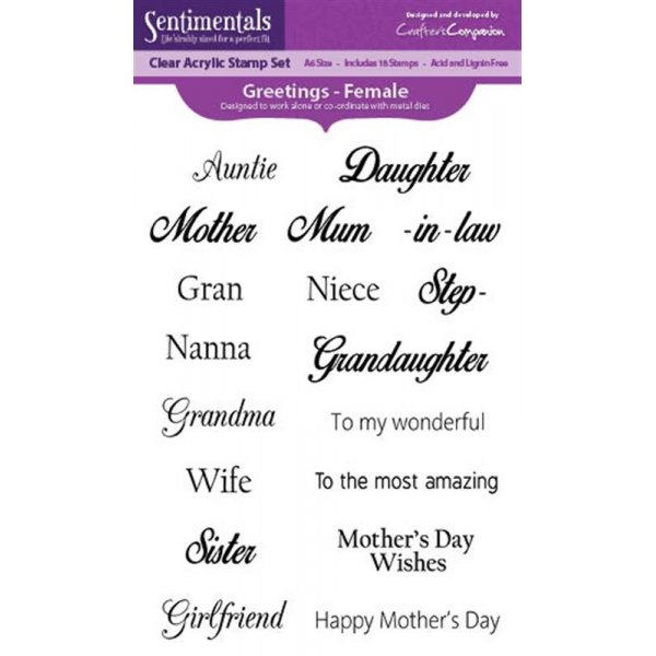 Sentimentals A6 Acrylic Stamp - Greetings - Female