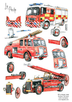 Fire engines ~ Decoupage by La Pashe