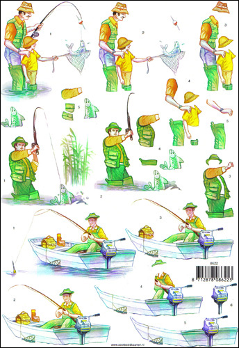 Fishing 3D Step by Step Decoupage 622