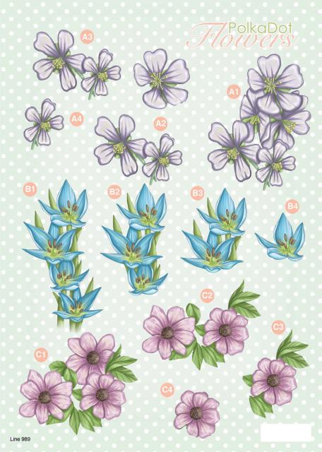 CUK 989 Polka Dot Flowers 3D Decoupage