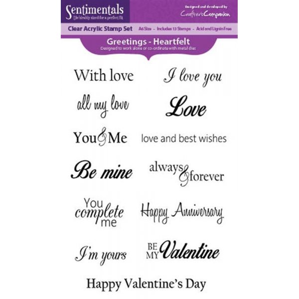 Sentimentals A6 Acrylic Stamp - Greetings - Heartfelt