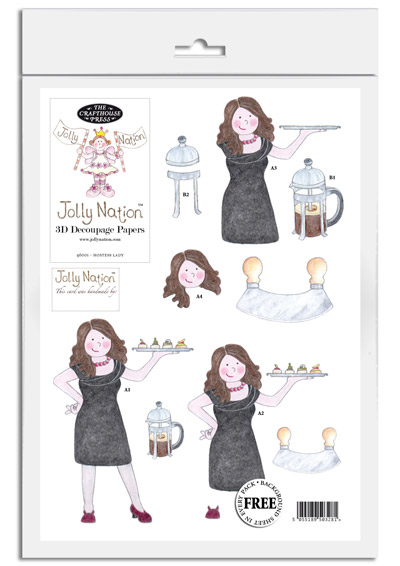 Jolly Nation Hostess Lady DIE CUT Decoupage