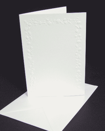 CUK 55 C6 White Pearl Embossed Cards with matching pearl envelop