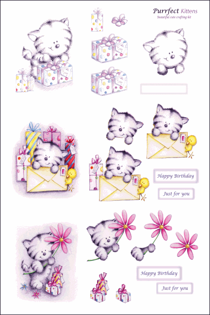 Window Cute DIE CUT Decoupage 735 Purrfect Kittens