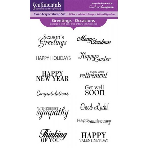 Sentimentals A6 Acrylic Stamp - Greetings - Occasions