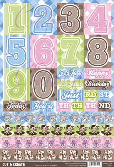 Jungle Topper Decoupage - Farmyard Numbers