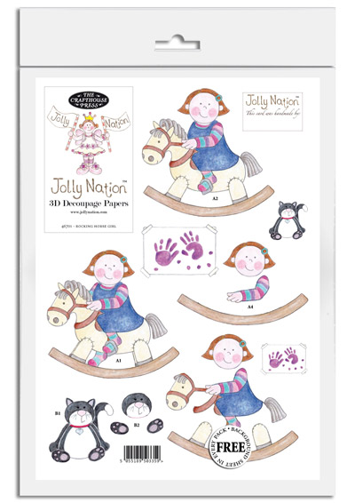 Jolly Nation Rocking Horse Girl DIE CUT Decoupage